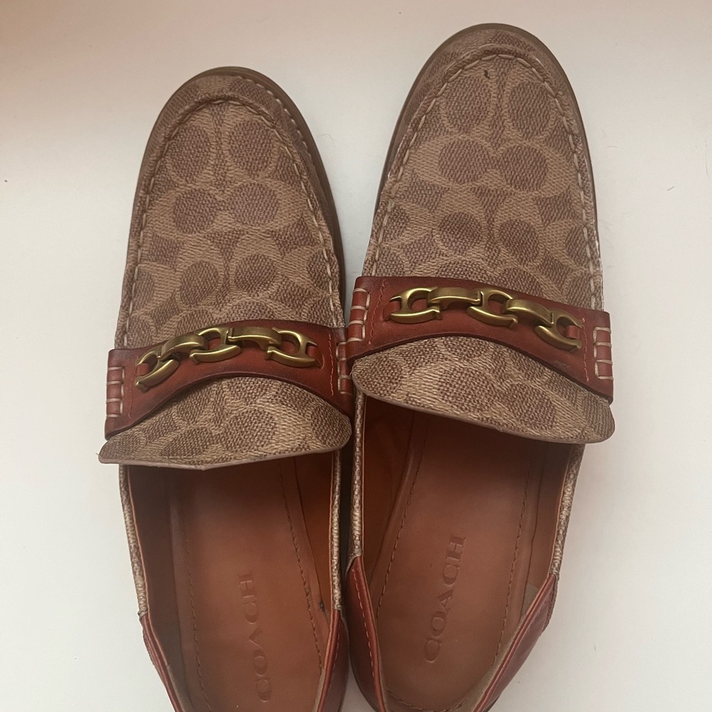 Coach Women’s Tan Loafers with Gold Accent